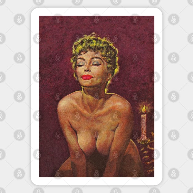 Passionate blonde lady pulp cover Sticker by Click Here For More